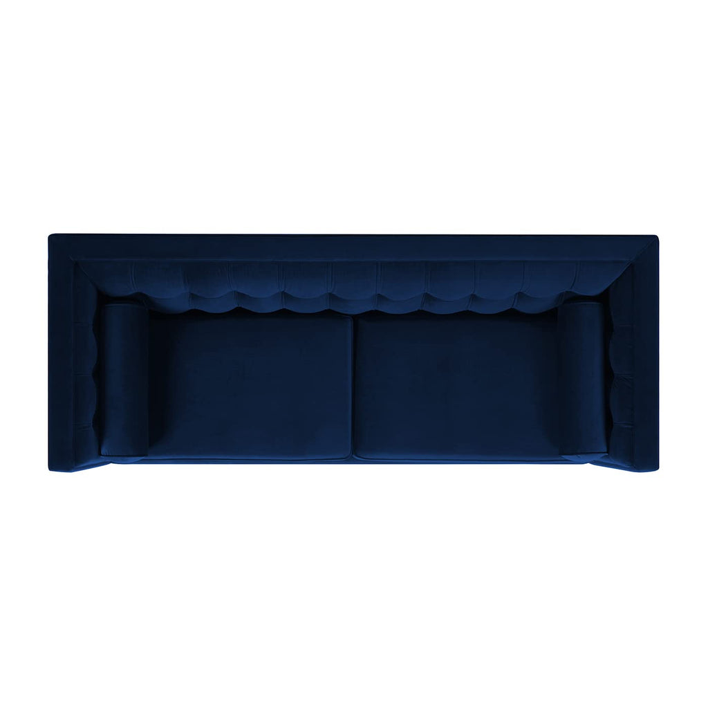 84" Navy Blue Velvet Tufted Sofa O6225