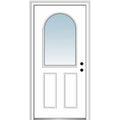 Primed Steel 1/2 Lite Clear Glass Left-Hand Inswing Prehung Front Door 36" x 80" L351