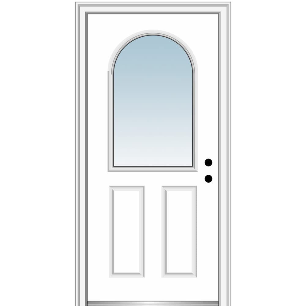 Primed Steel 1/2 Lite Clear Glass Left-Hand Inswing Prehung Front Door 36" x 80" L351