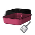 Open Top Sifting Litter Box High Sided Portable Semi Enclosed Pink Q8568