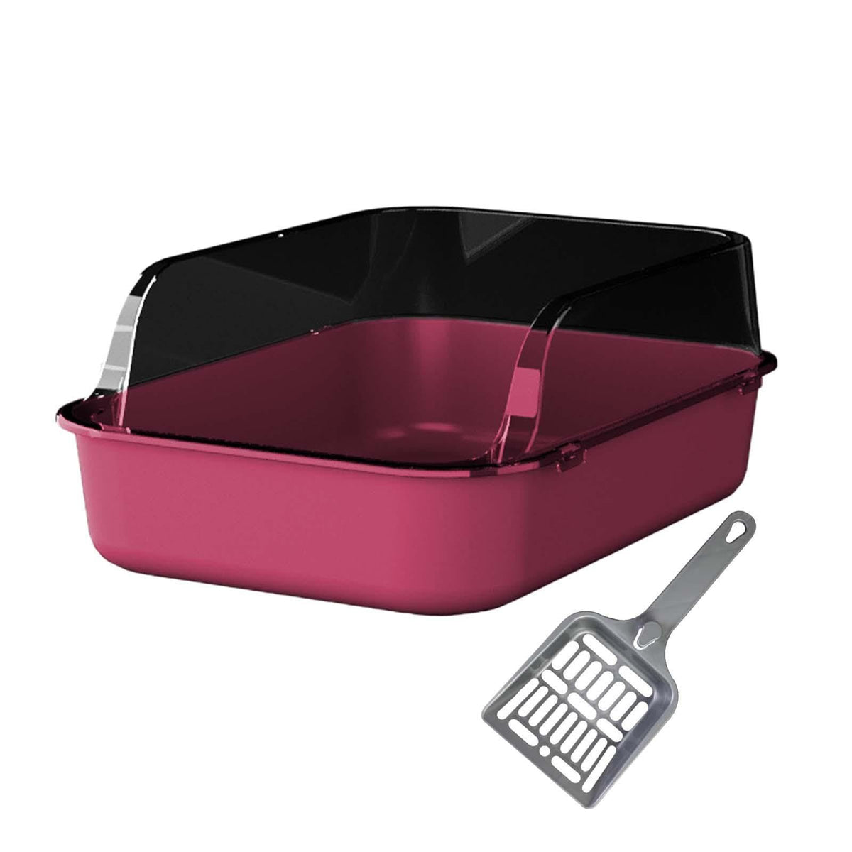 Open Top Sifting Litter Box High Sided Portable Semi Enclosed Pink Q8568