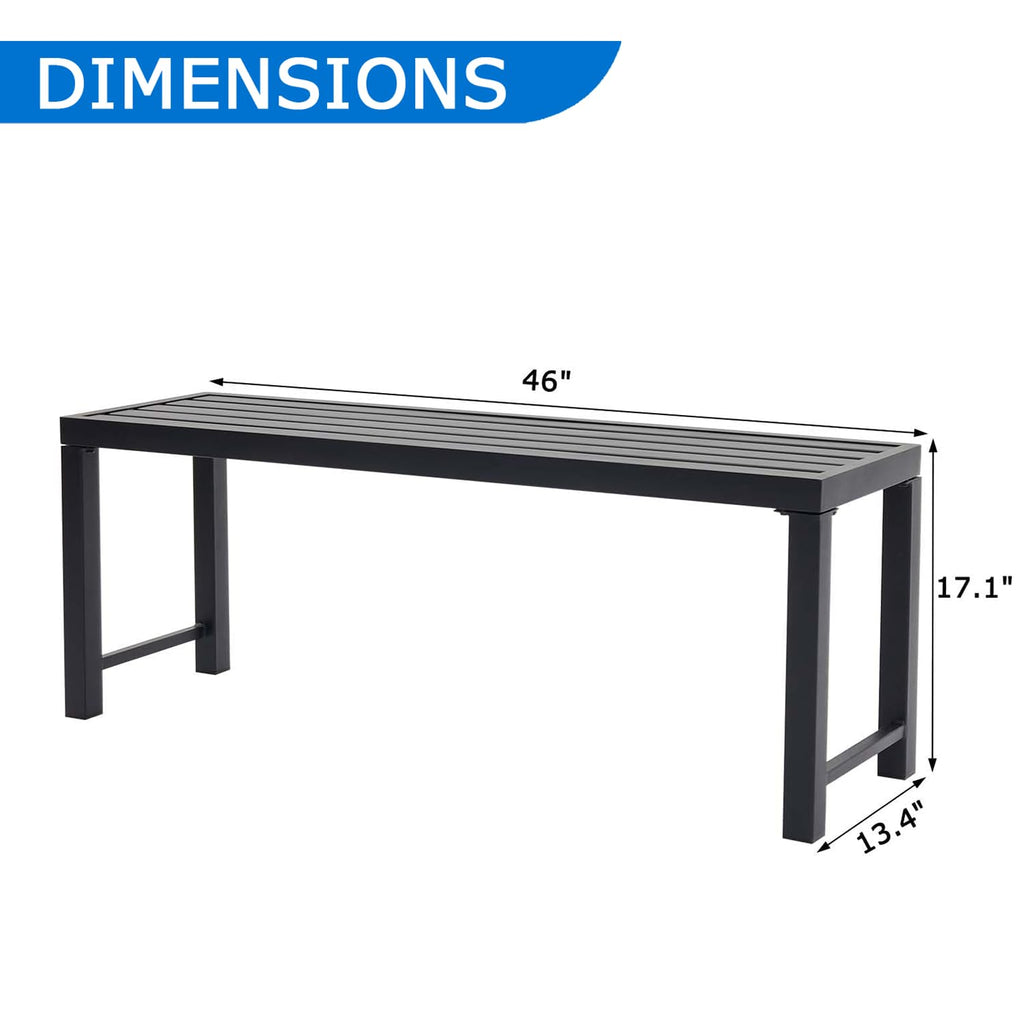 46" Black Metal Backless Outdoor Bench W872780