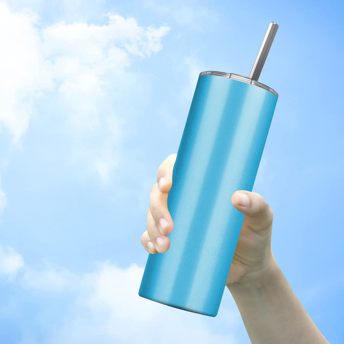 6 Pack 20 OZ Stainless Steel Skinny Tumbler with Straw P922