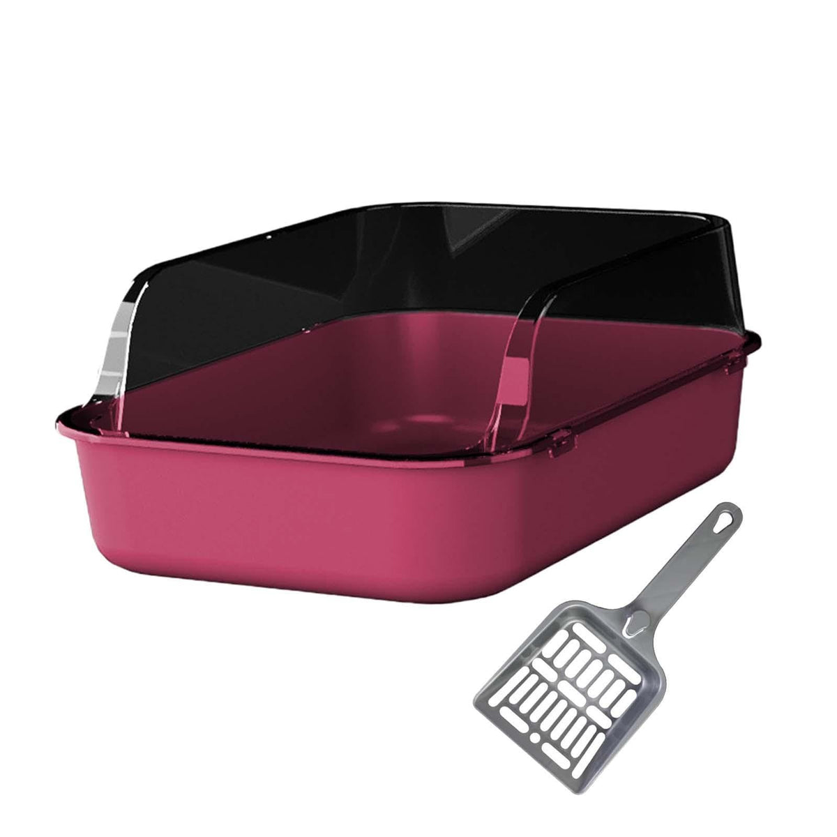 Open Top Sifting Litter Box High Sided Portable Semi Enclosed Pink Q8568
