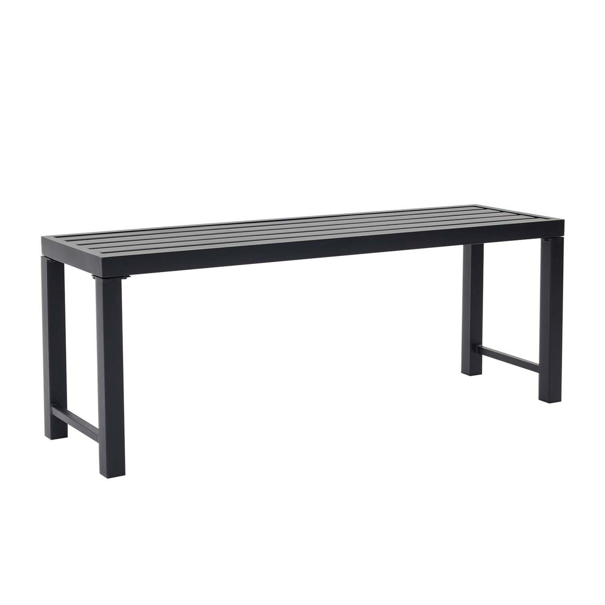 46" Black Metal Backless Outdoor Bench W872780