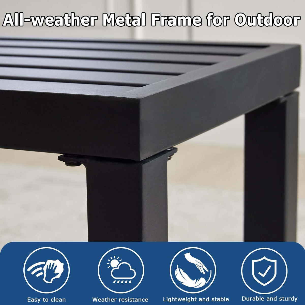 46" Black Metal Backless Outdoor Bench W872780