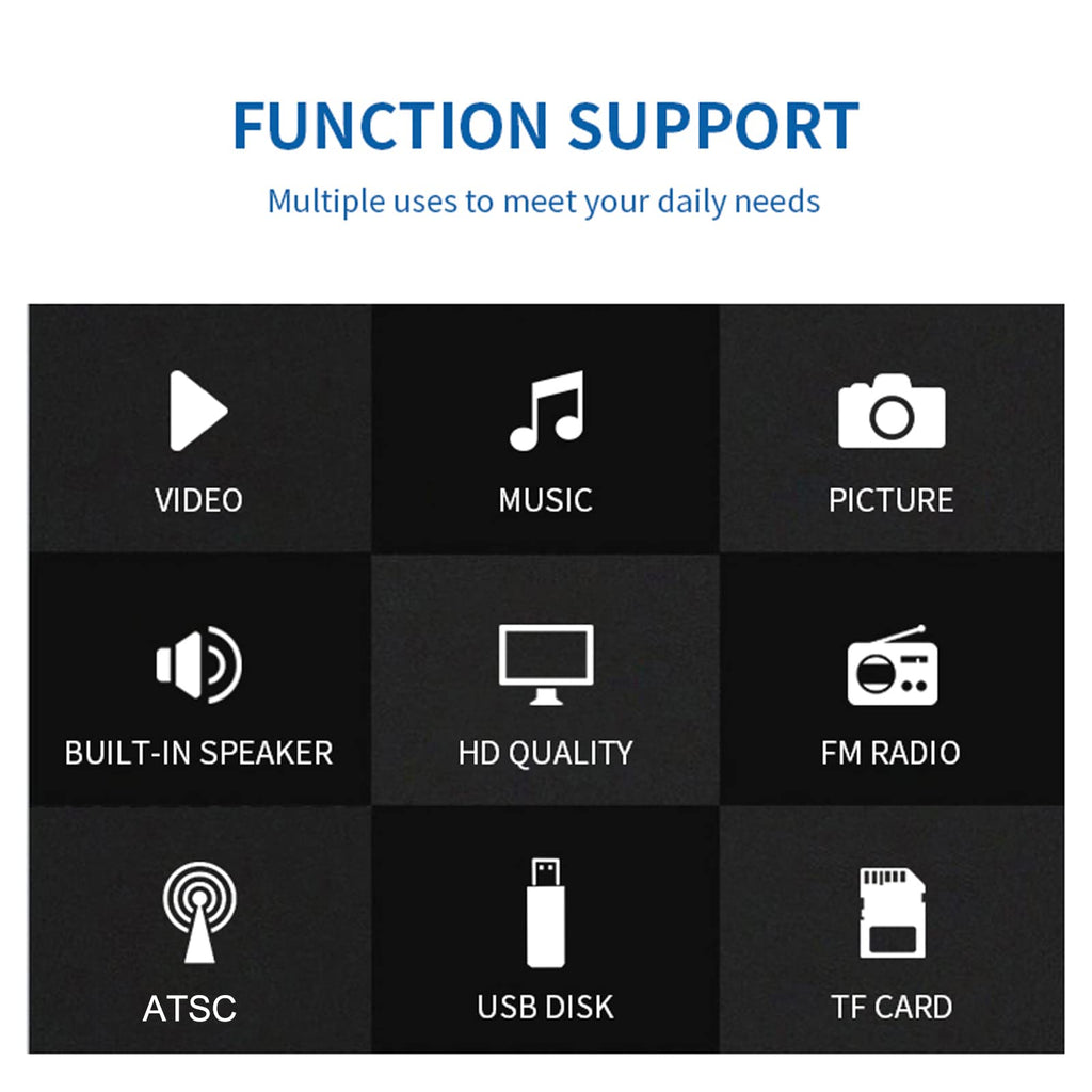 5 Inch Portable Pocket TV, ATSC LED Digital Player with Remote Control, 1500mAh Rechargeable Battery, Television TV for Camping Support USB, TF Card, FM Radio for Car, Kitchen, Travel U2051