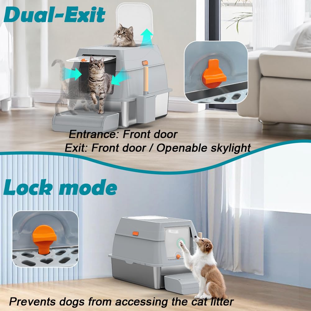 XL Stainless Steel Litter Box with Lid H129