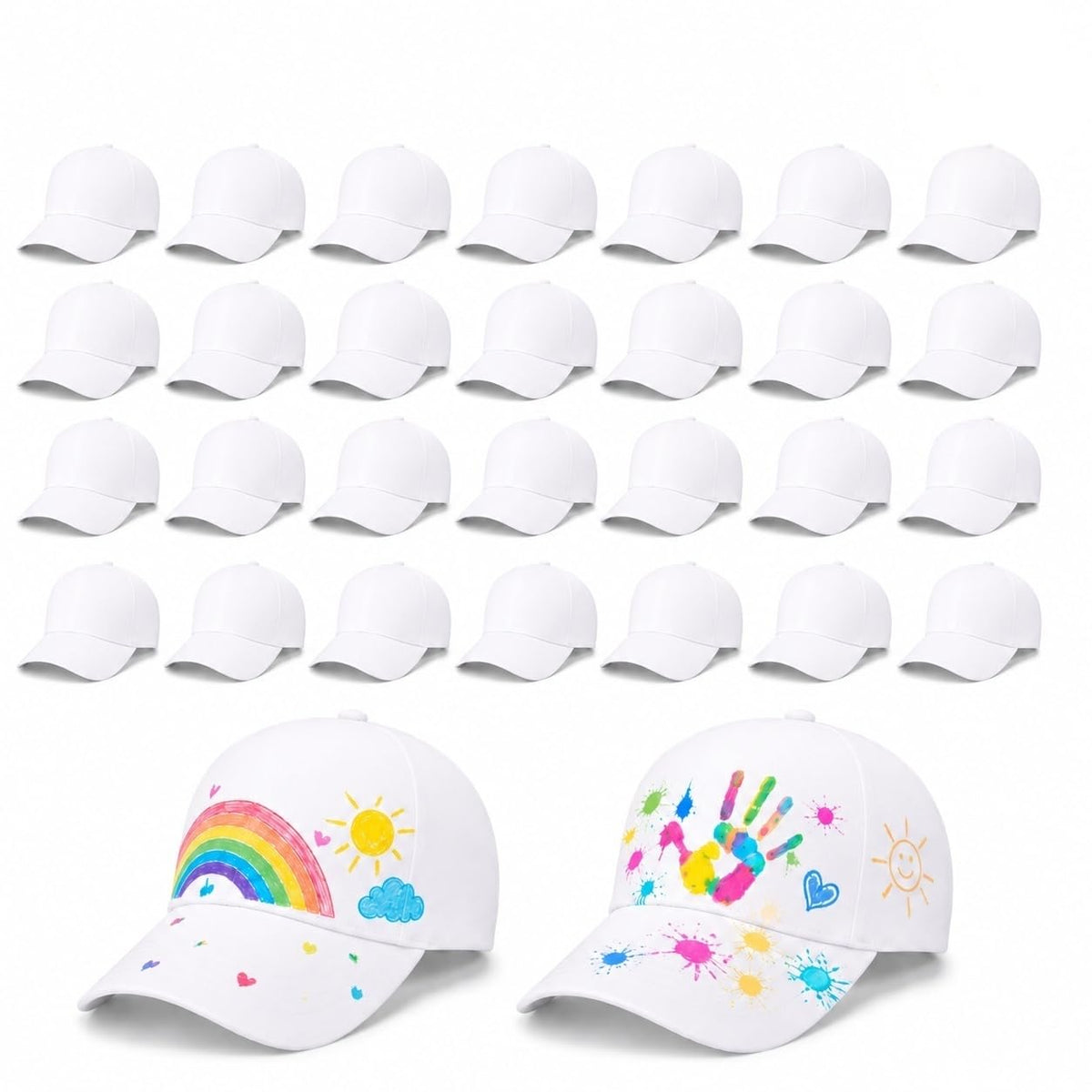 30 Pcs DIY Kids Baseball Caps Hats B8774