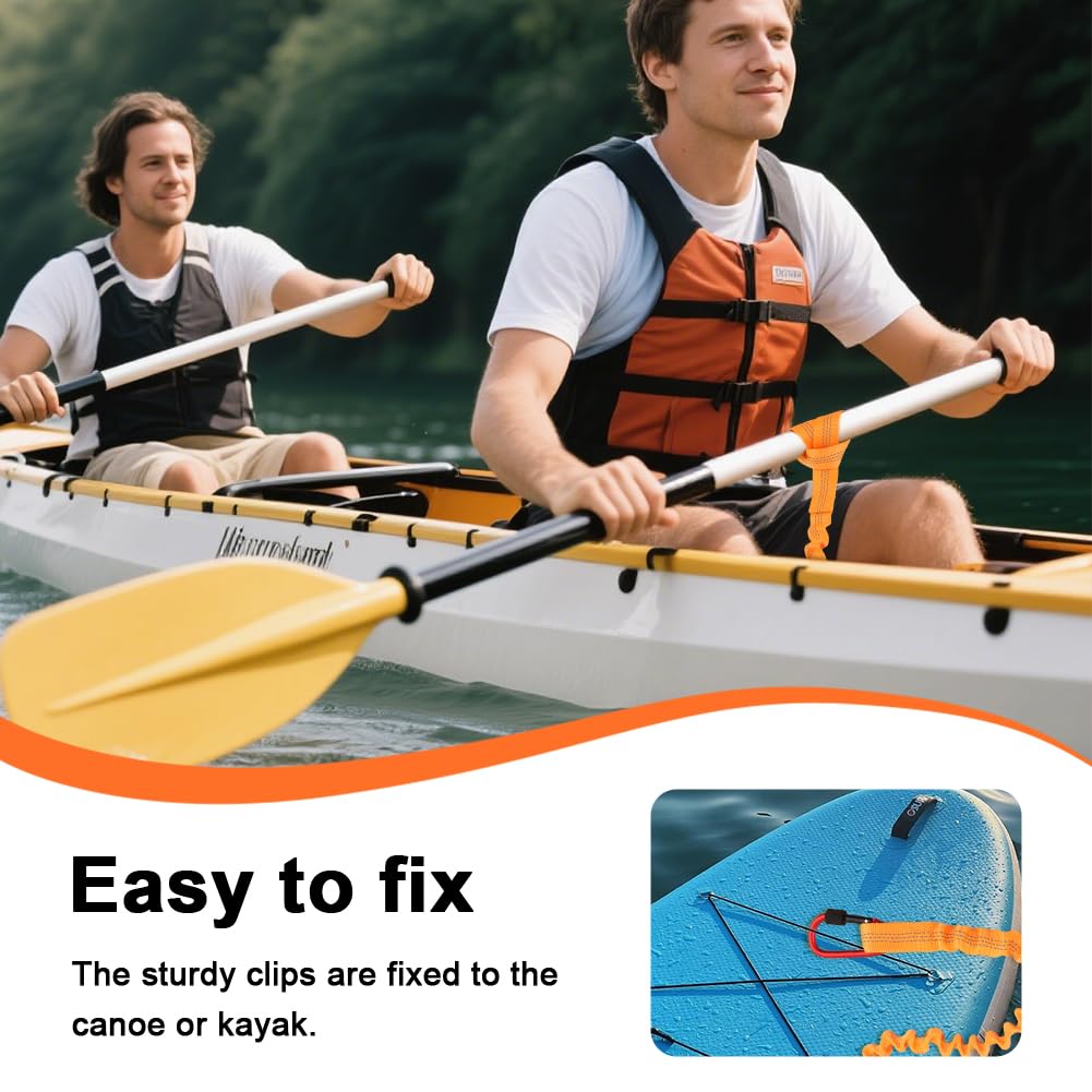 Stretchable Kayak Paddle Leash with Locking Carabiner X1753