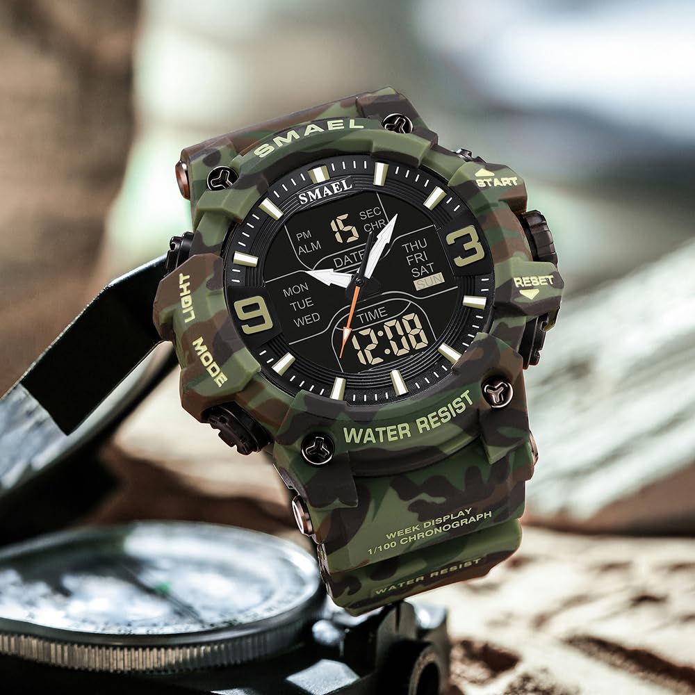 Men Tactical Analog Digital Sport Watch 50M LED S63066