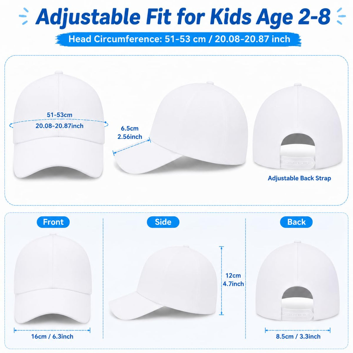 30 Pcs DIY Kids Baseball Caps Hats B8774