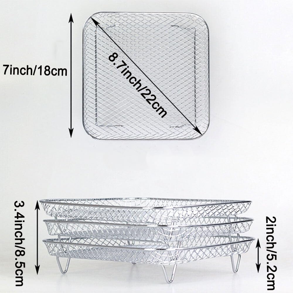 7 Inch Stackable Stainless Steel Air Fryer Rack, 3 Pcs A80831