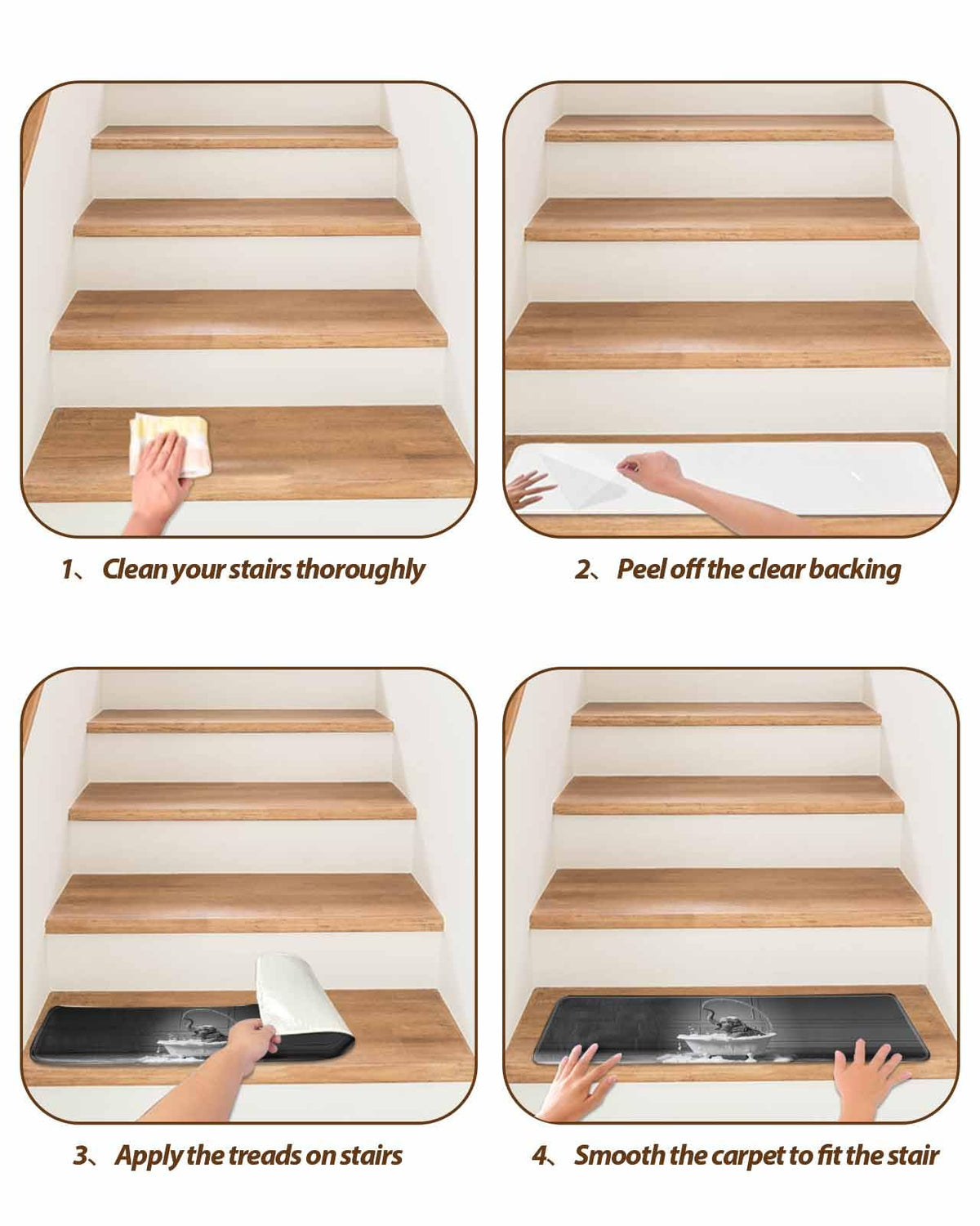 Grey Non Slip Stair Treads 15PCS B597