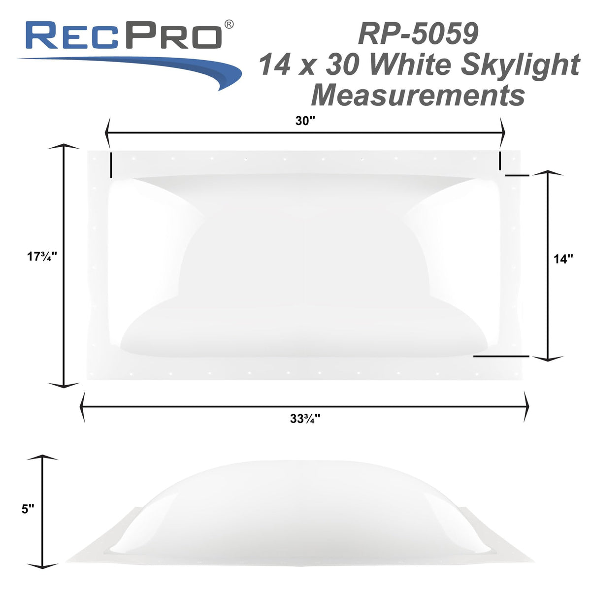 White Impact Resistant RV Skylight Dome T388903