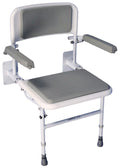 Wall Mounted Foldable Shower Seat with Folding Padded Arms, Back & Seat, Adjustable Height M949