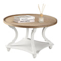 Farmhouse Round Coffee Table with Storage Shelf O94236
