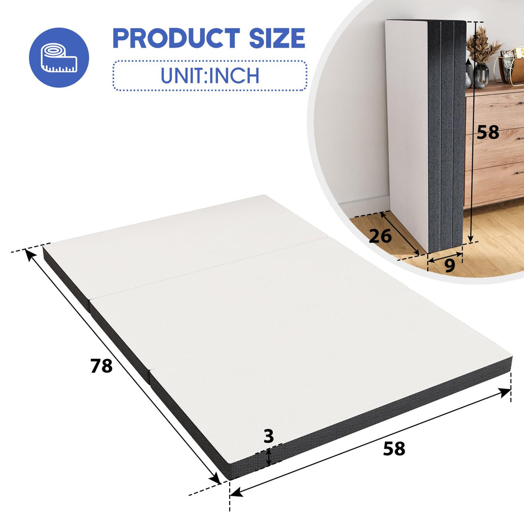 3" Tri Folding Memory Foam Mattress Queen Medium Firm B237714