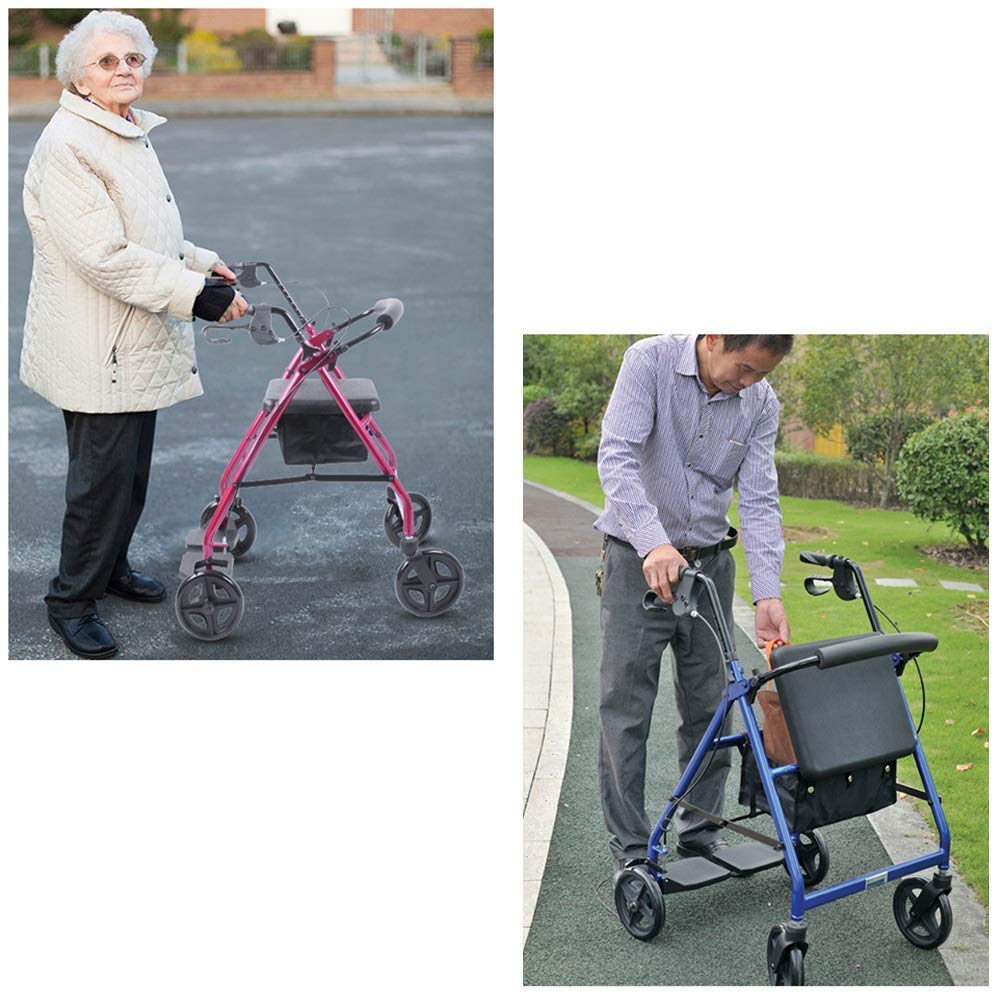 Heavy Duty Folding Aluminum Rollator Walker with Seat and Wheels C133