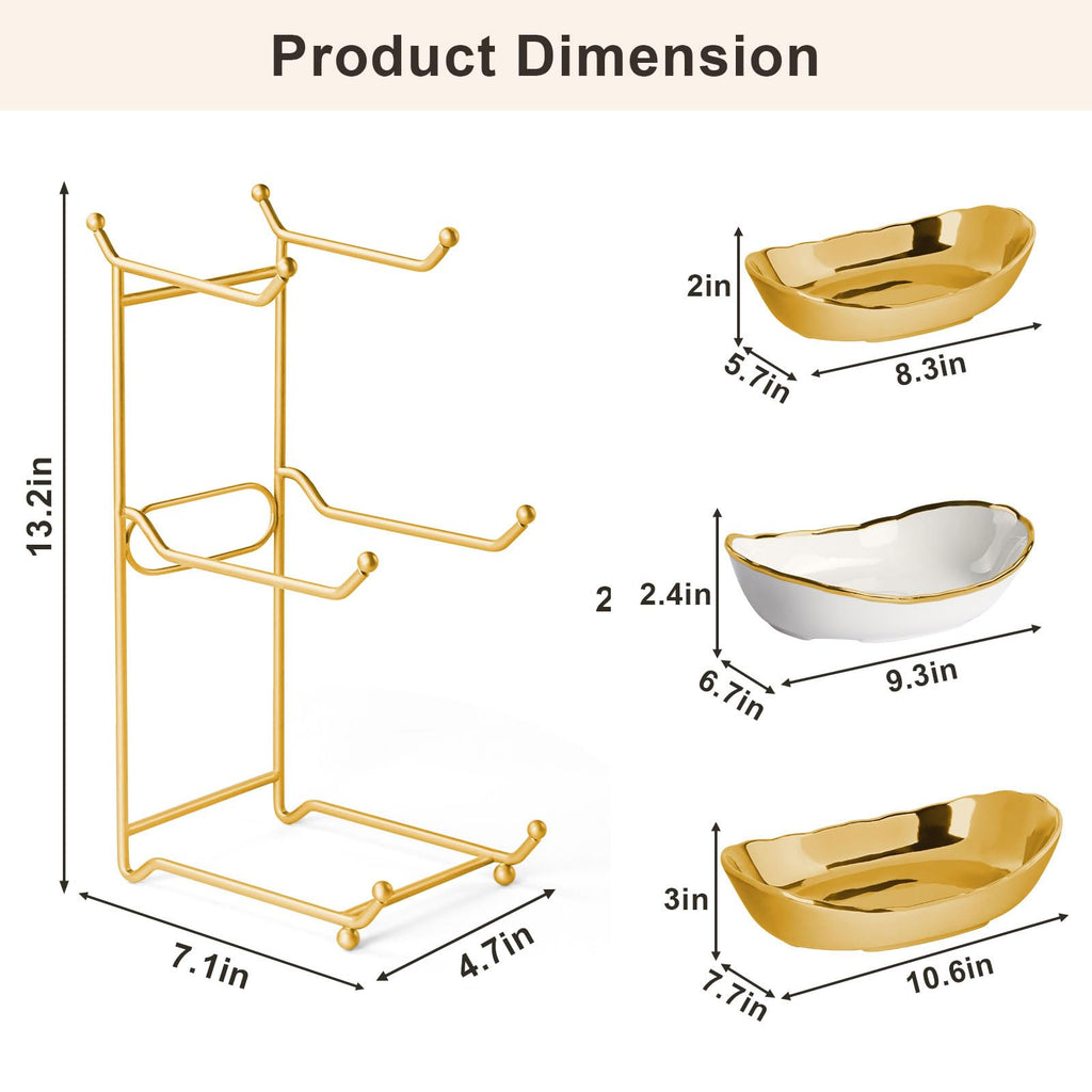 3 Tier Ceramic Fruit Bowl with Metal Stand W643565