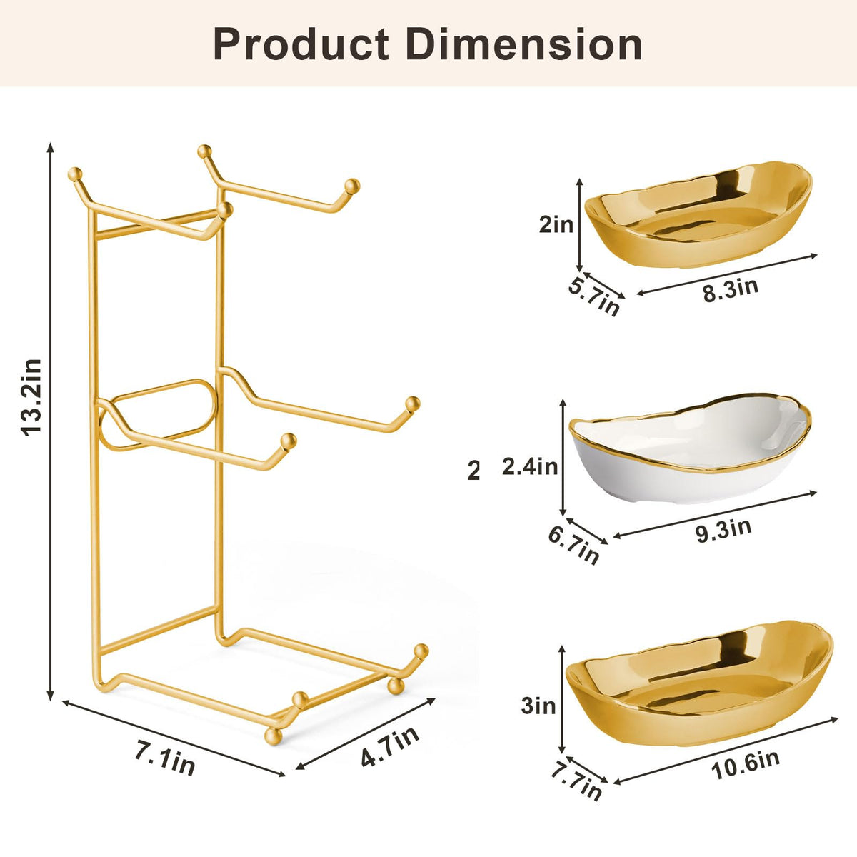 3 Tier Ceramic Fruit Bowl with Metal Stand W643565