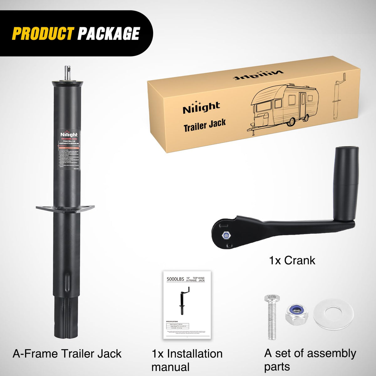 5000 lbs A-Frame Trailer Tongue Jack N4203