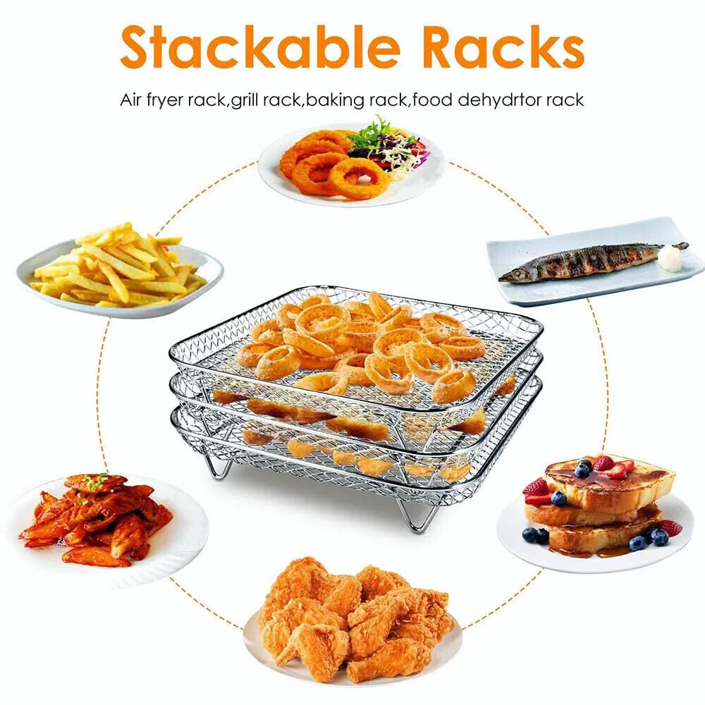 7 Inch Stackable Stainless Steel Air Fryer Rack, 3 Pcs A80831