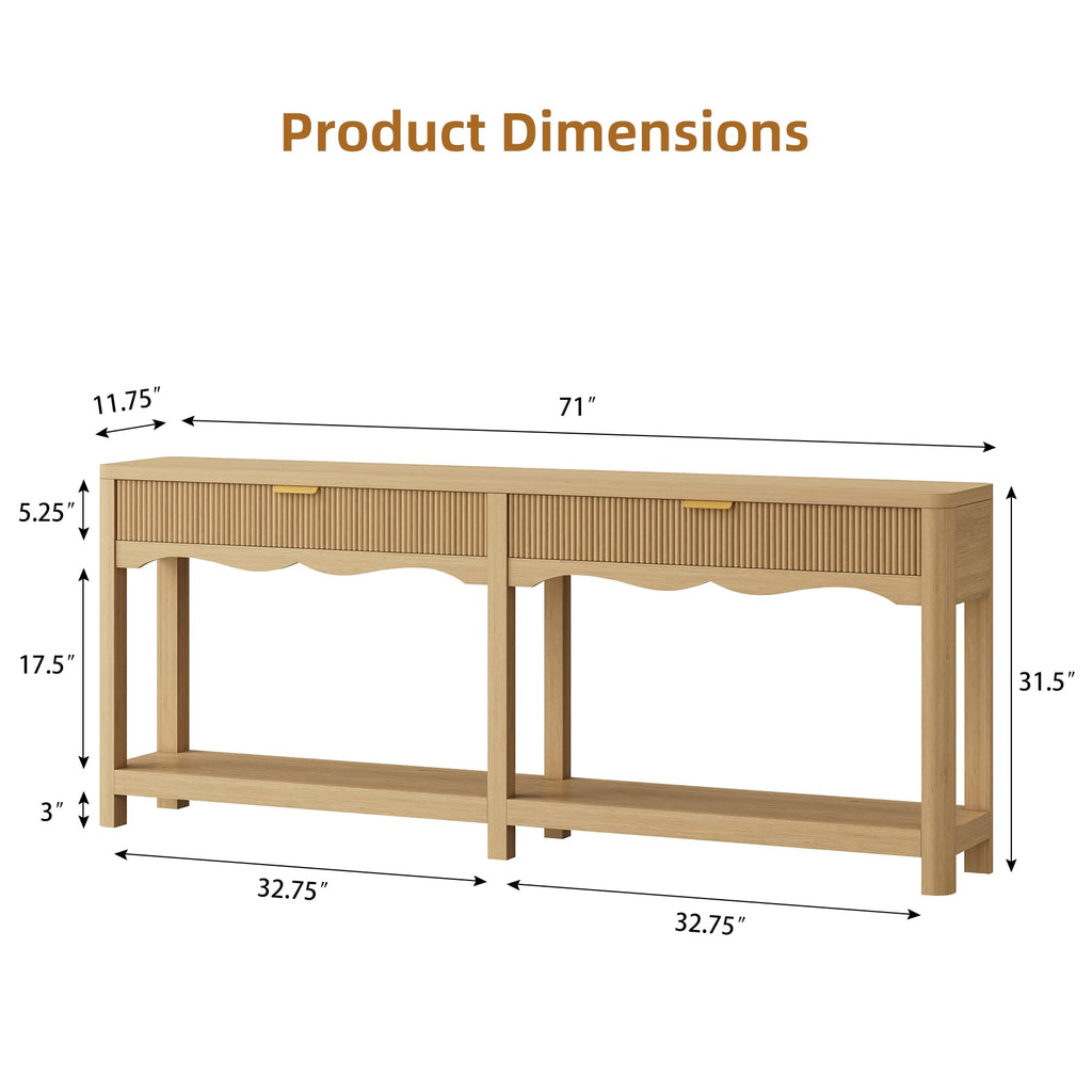 71" Oak Console Table with Storage I13097