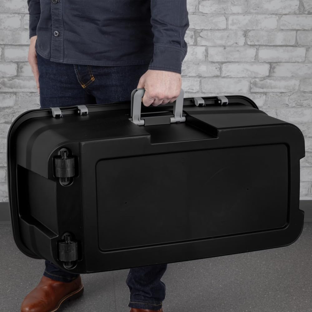 Black 22 Gallon Wheeled Plastic Storage Trunk with Lockable Lid K590