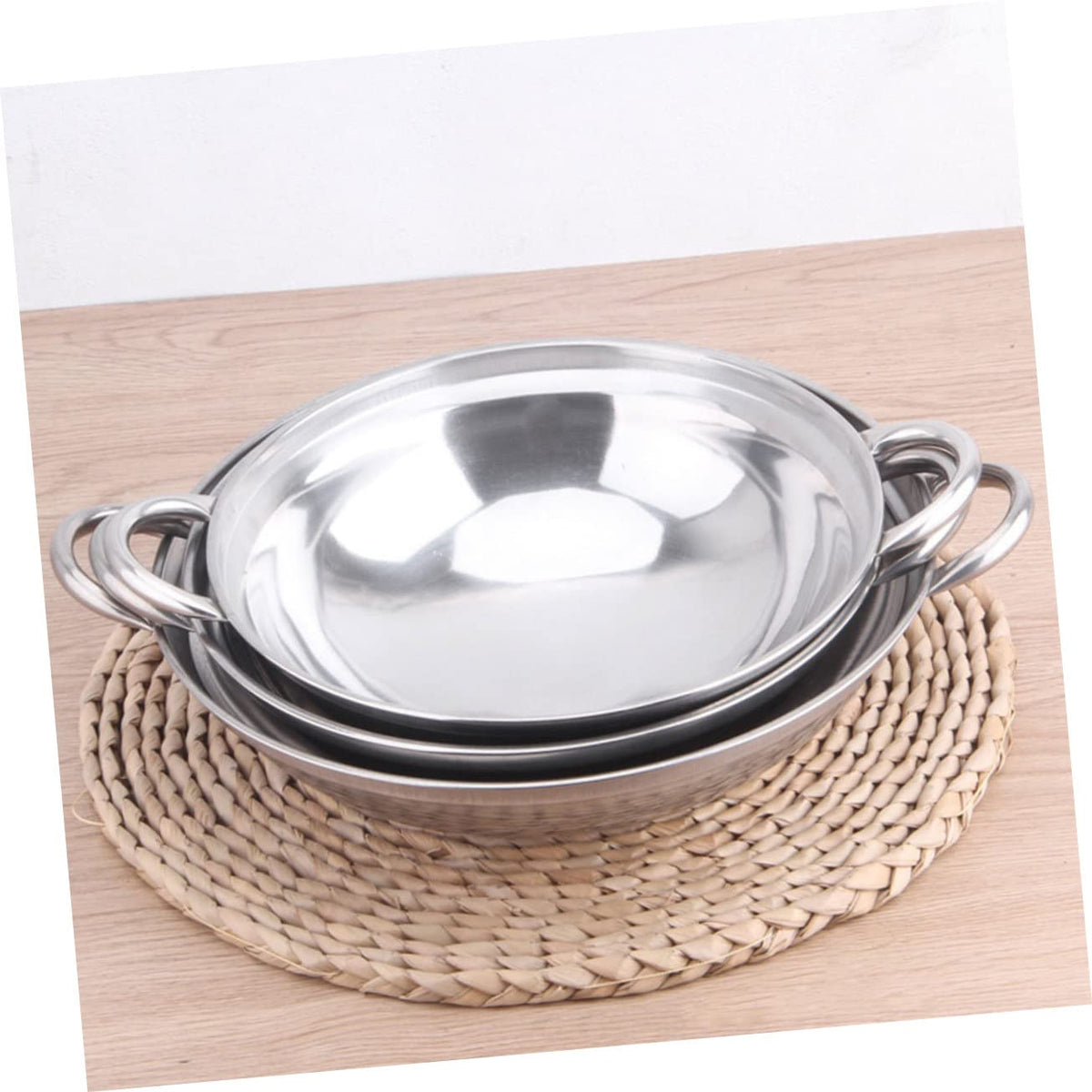 Stainless Steel Double Handle Cooking Pot with Lid O49550