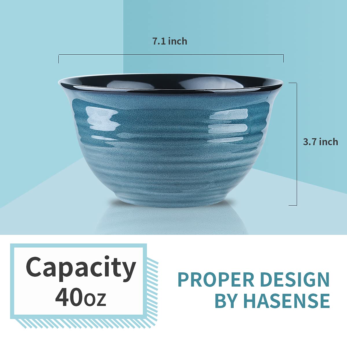 40 Ounce 7 Inch Ceramic Soup Bowls Set of 4 V886