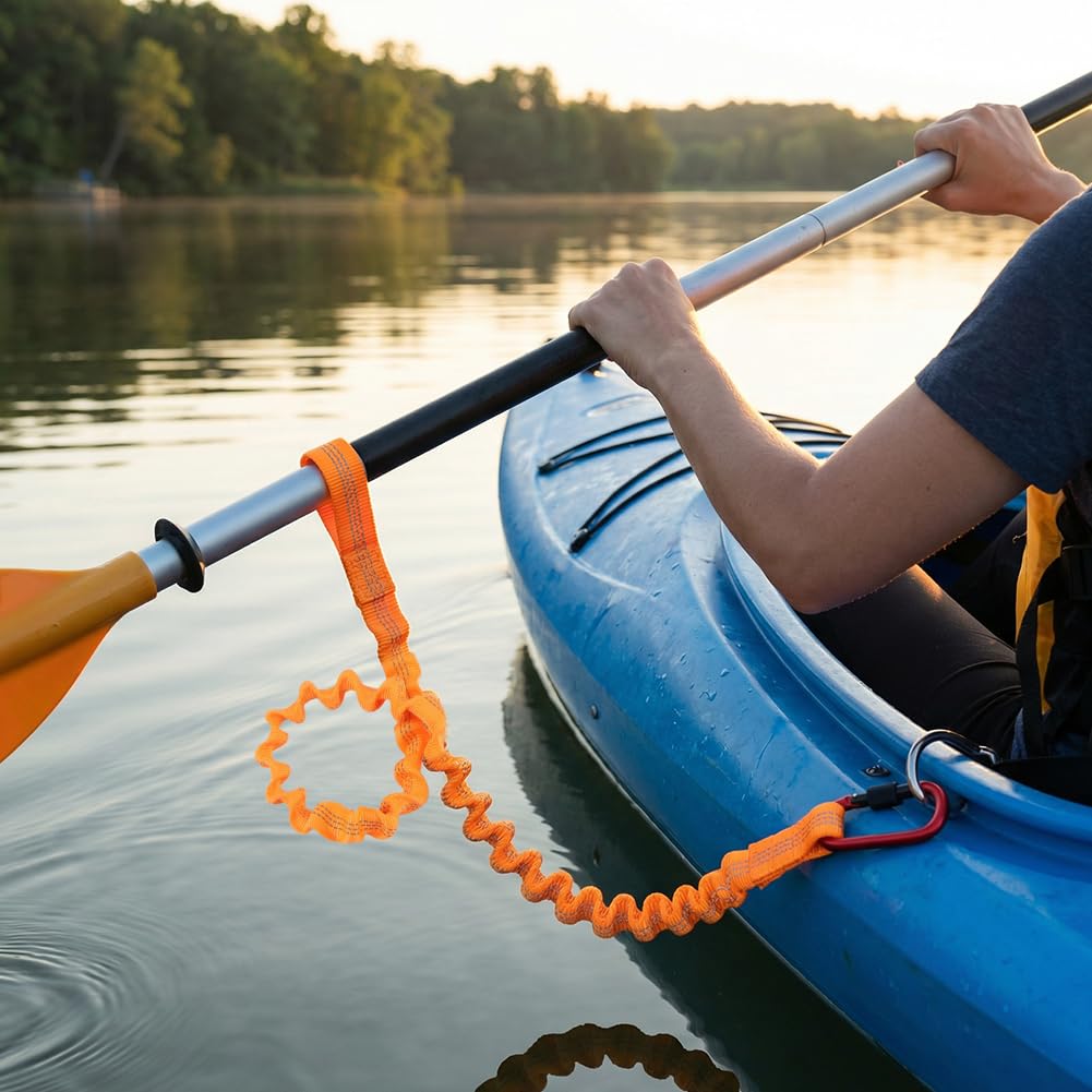 Stretchable Kayak Paddle Leash with Locking Carabiner X1753