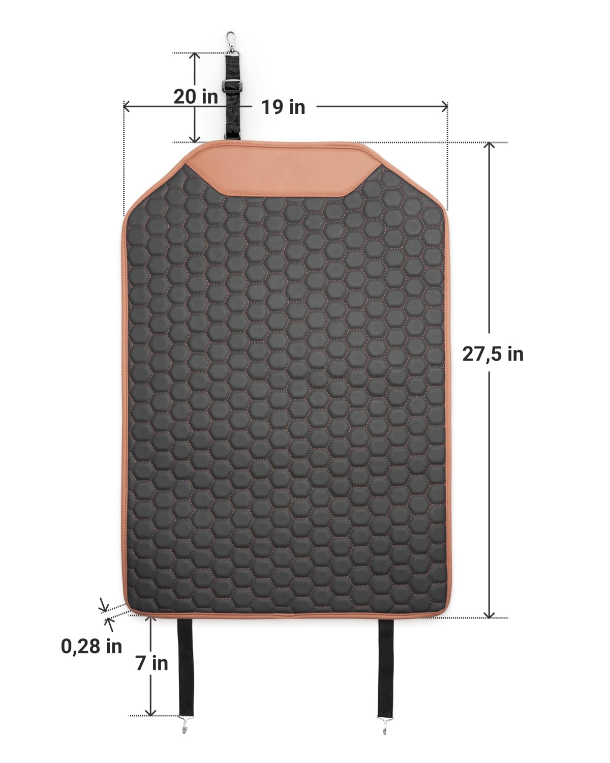 Black-Brown Backless Booster Seat, Waterproof Leather Seat Protector & Kick Mat Set O5351