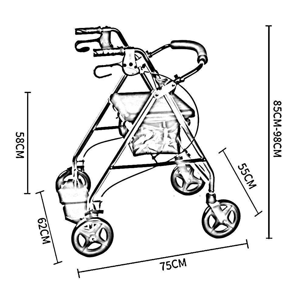 Heavy Duty Folding Aluminum Rollator Walker with Seat and Wheels C133