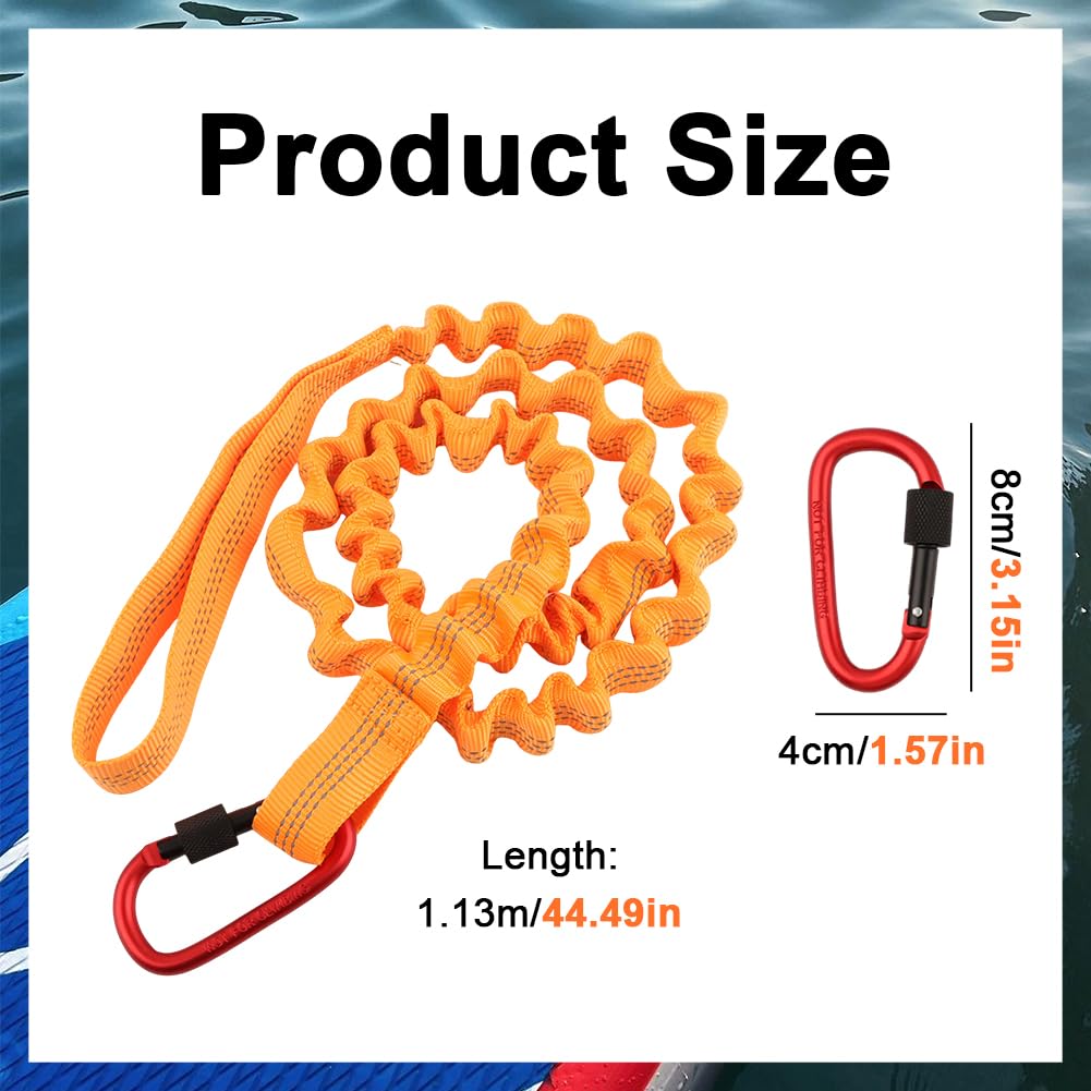 Stretchable Kayak Paddle Leash with Locking Carabiner X1753