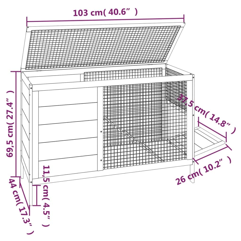 Solid Pine Wood 2 Tier Rabbit Hutch with Ramp F8216