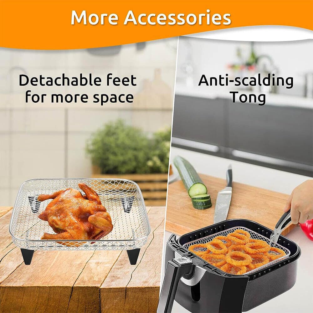 7 Inch Stackable Stainless Steel Air Fryer Rack, 3 Pcs A80831
