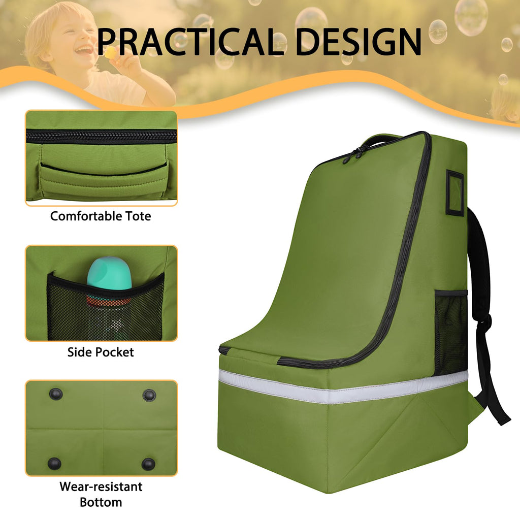 Green Padded Car Seat Travel Bag with Waist Belt U8225