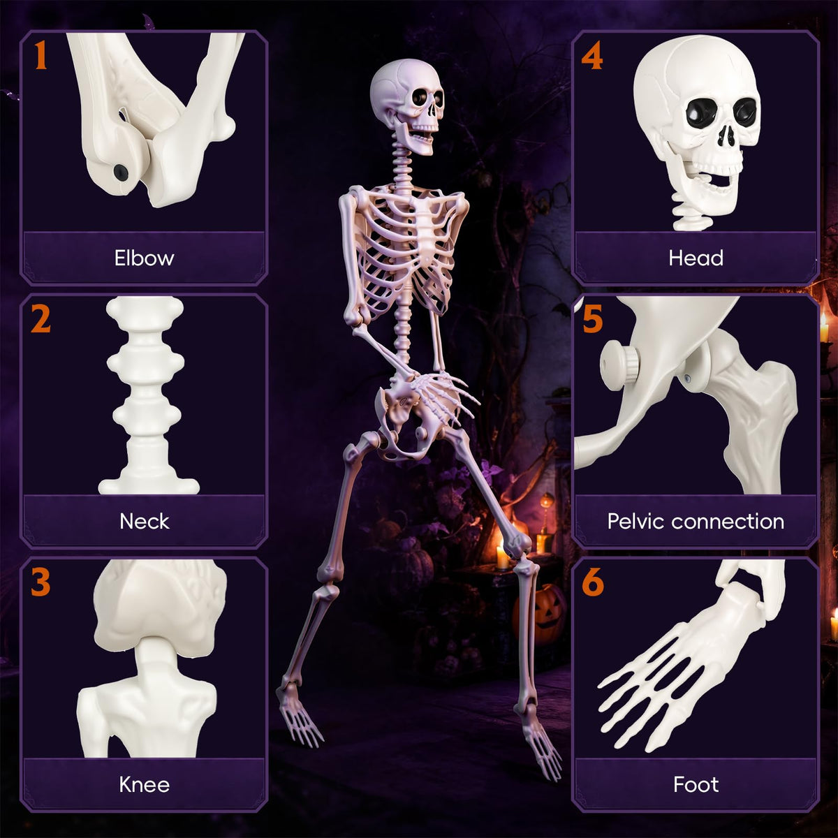 5.4 Ft Halloween Full Body Skeleton T3236