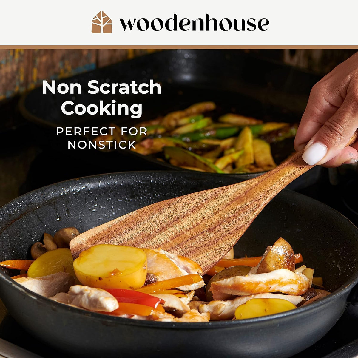 10 Pcs Non Toxic Teak Wooden Kitchen Utensils Set C8702