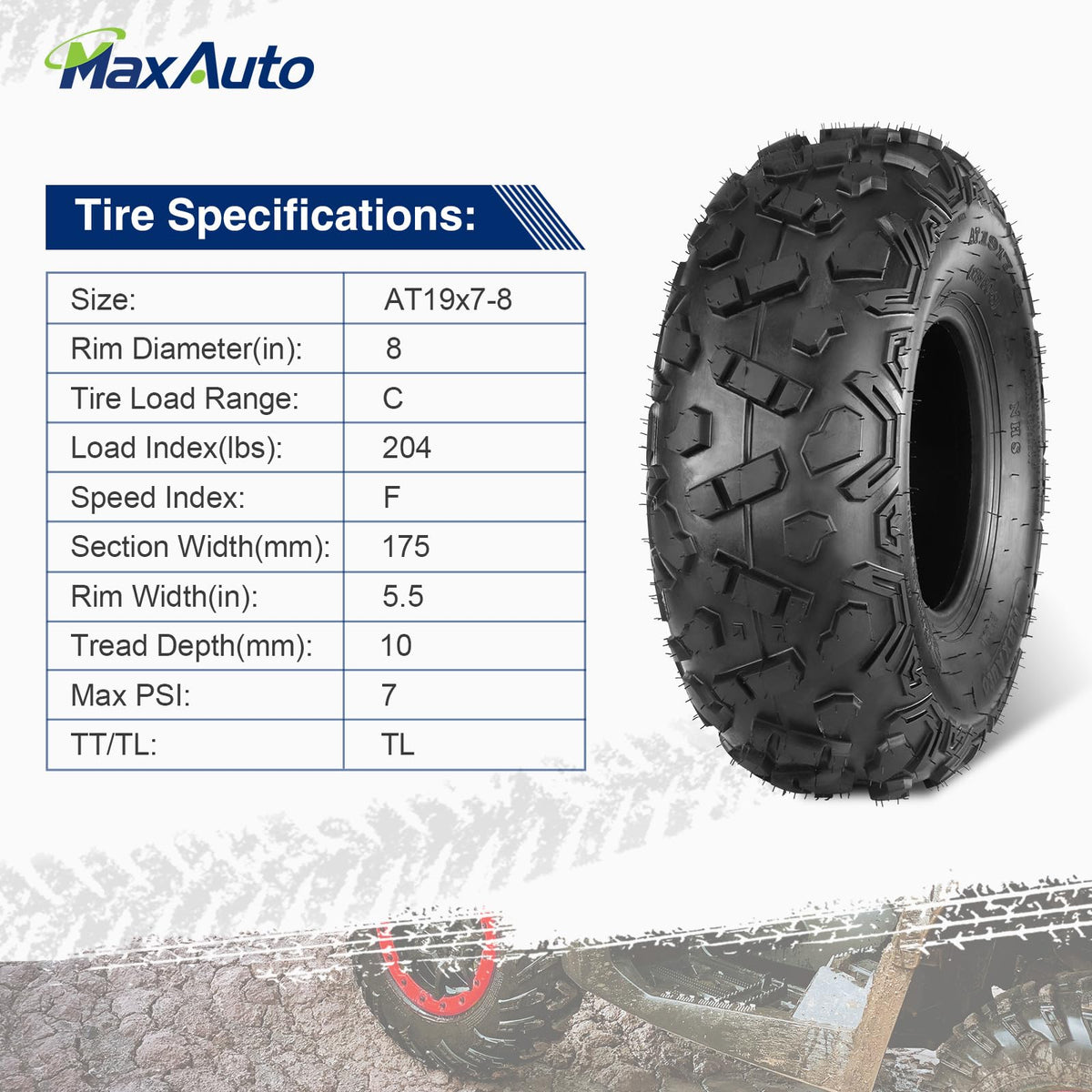 19x7-8 ATV Tires Set of 2 Z800797