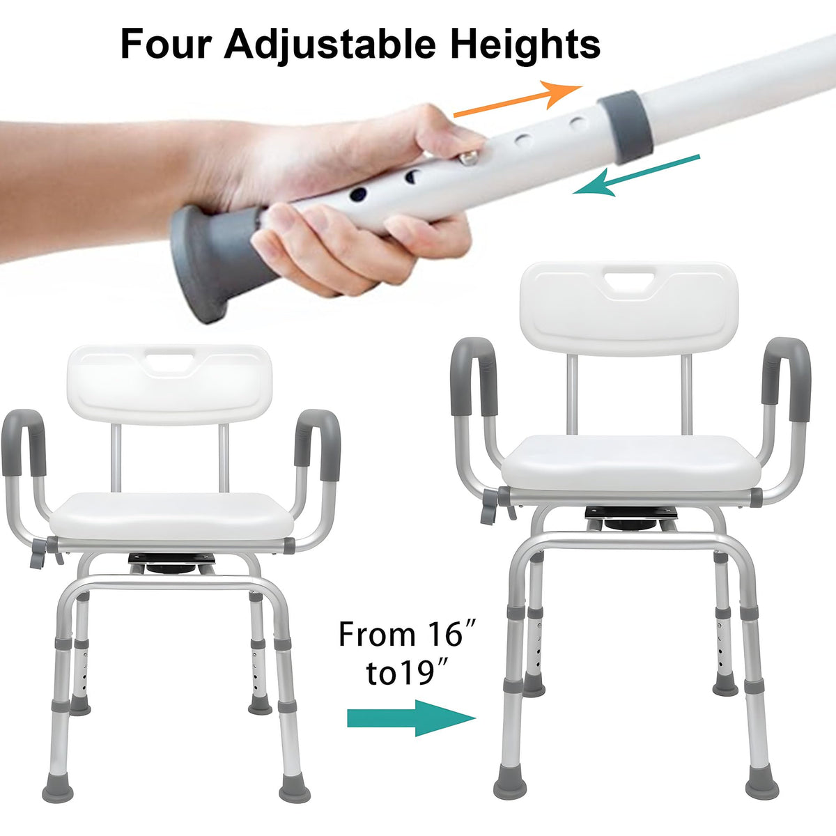 Swivel Shower Chair with Arms & Backrest I844