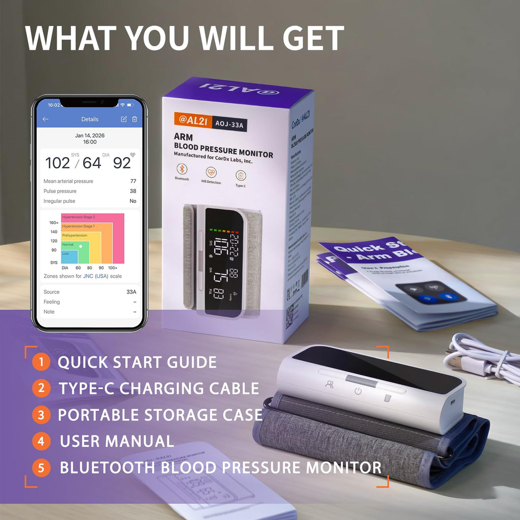 Bluetooth Blood Pressure Monitor Upper Arm Rechargeable Automatic Digital Cuff I521