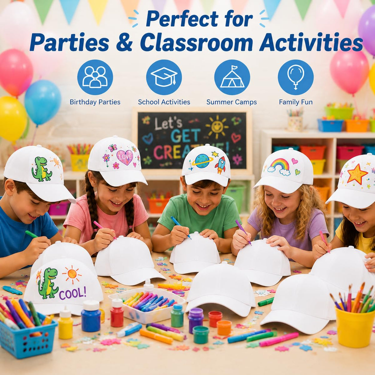 30 Pcs DIY Kids Baseball Caps Hats B8774