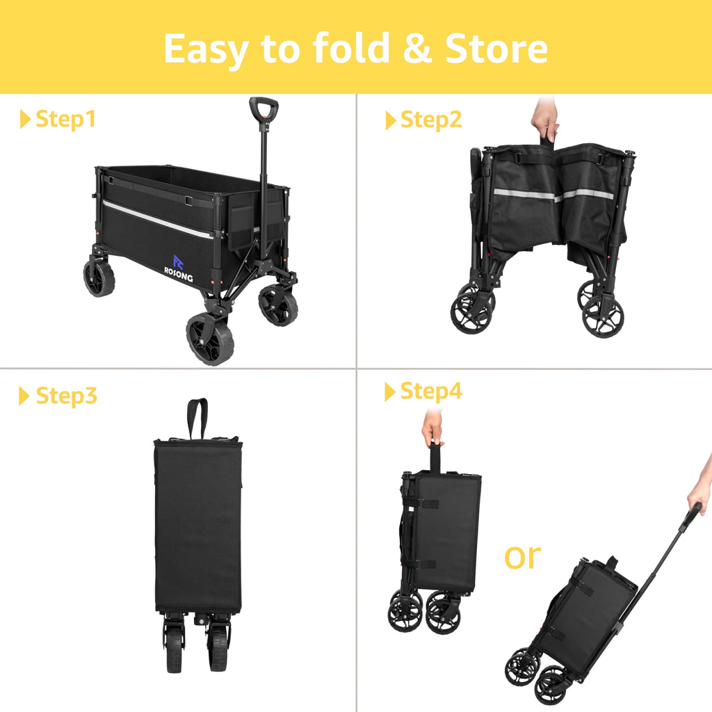 Collapsible Heavy Duty Wagon Cart with Wheels 120L Black N748