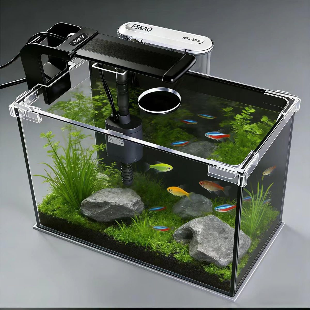 2.5 Gallon Betta Fish Tank with Filter Light and Lid U43293