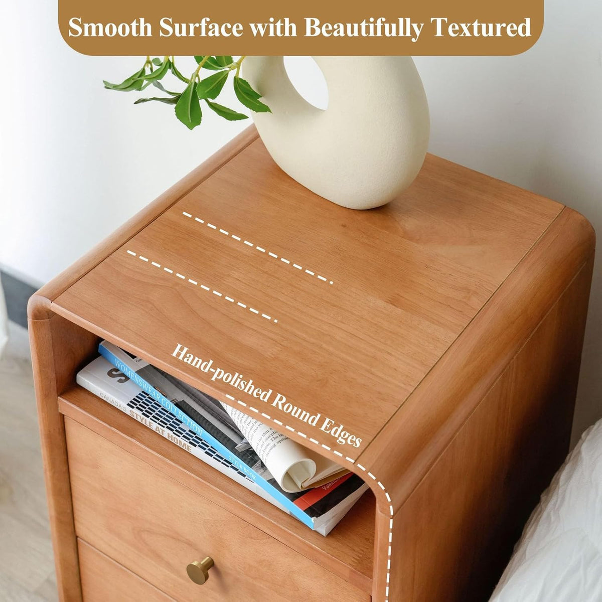 Solid Wood 2 Drawer Narrow Nightstand A891465