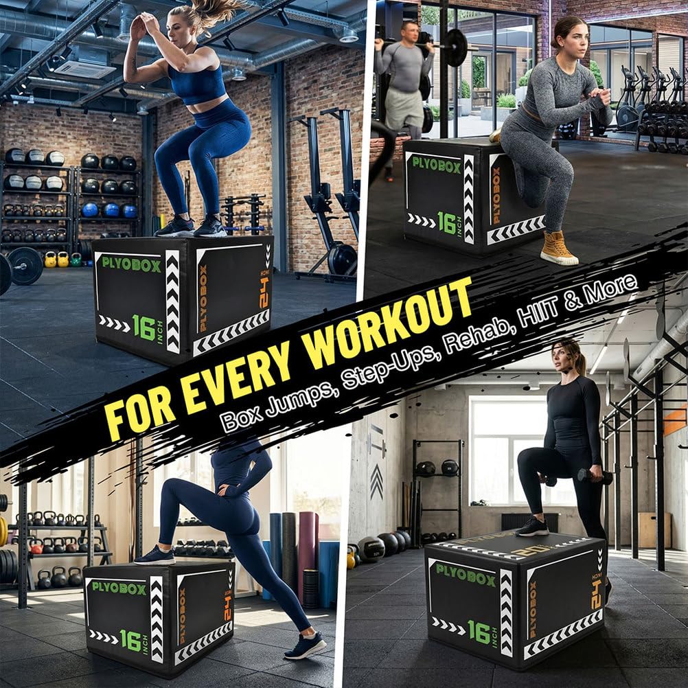3-in-1 Foam Plyometric Jump Box, 16/20/24 Inch H989425
