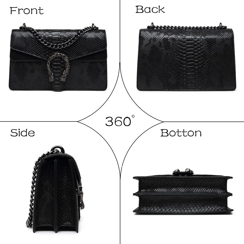 Snake Printed Leather Crossbody Bag B29990