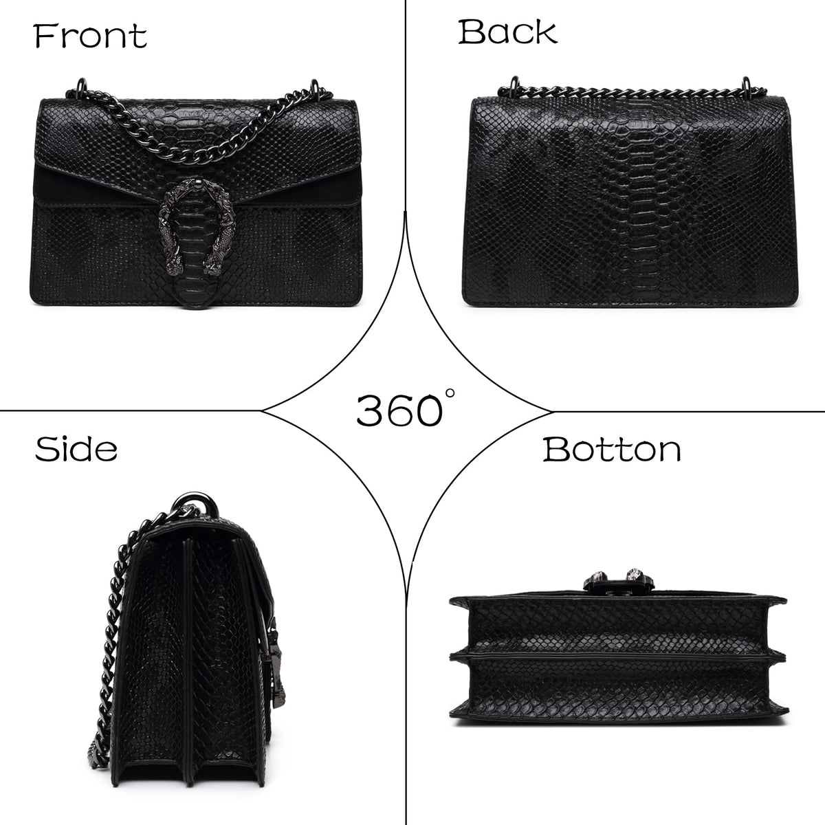 Snake Printed Leather Crossbody Bag B29990